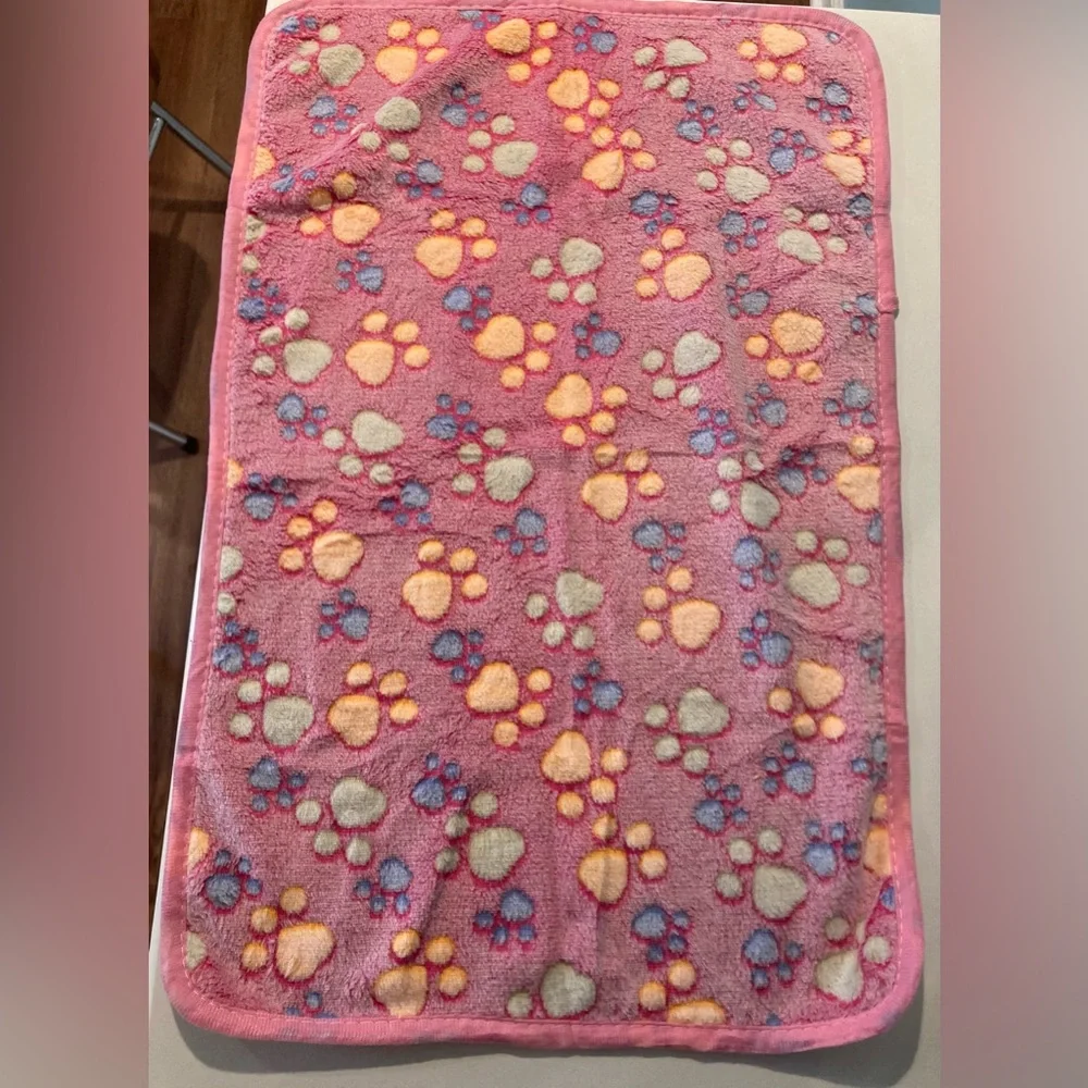 Small Dog Colorful Paw Print Blanket